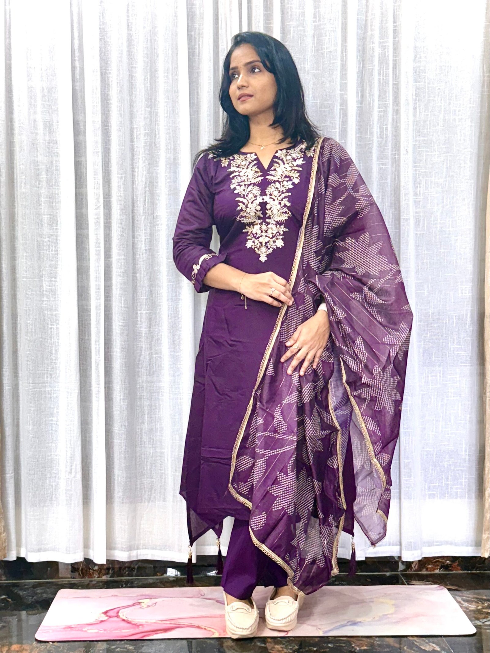 Fish Cut Roman Silk Designer Kurti Set | 3S24072508