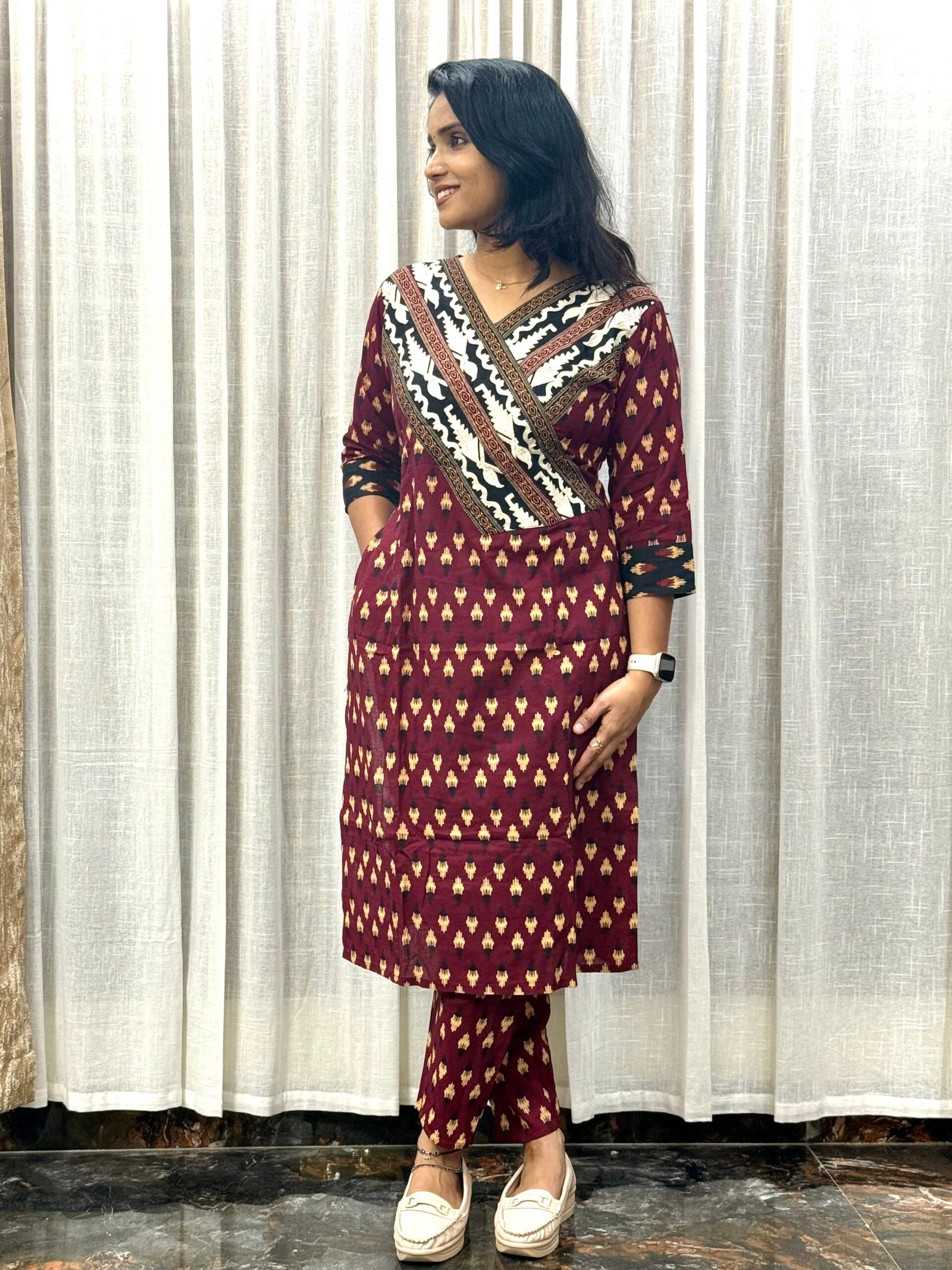 Jamdhani Coord Set with Side Cuts Pockets and Comfortable Fit for Office and Everyday Wear | 2S30072506