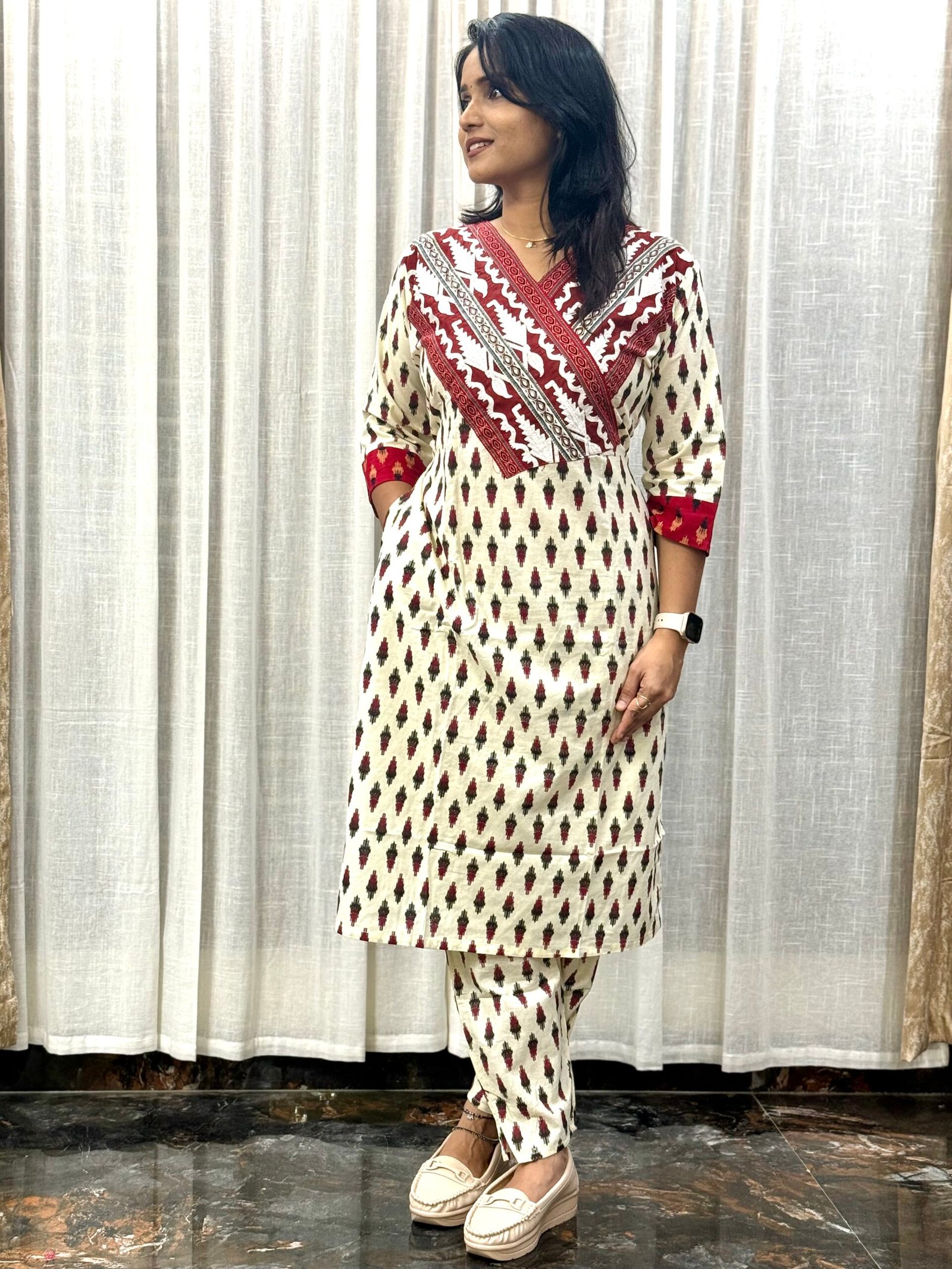 Jamdhani Coord Set with Side Cuts Pockets and Comfortable Fit for Office and Everyday Wear | 2S30072507