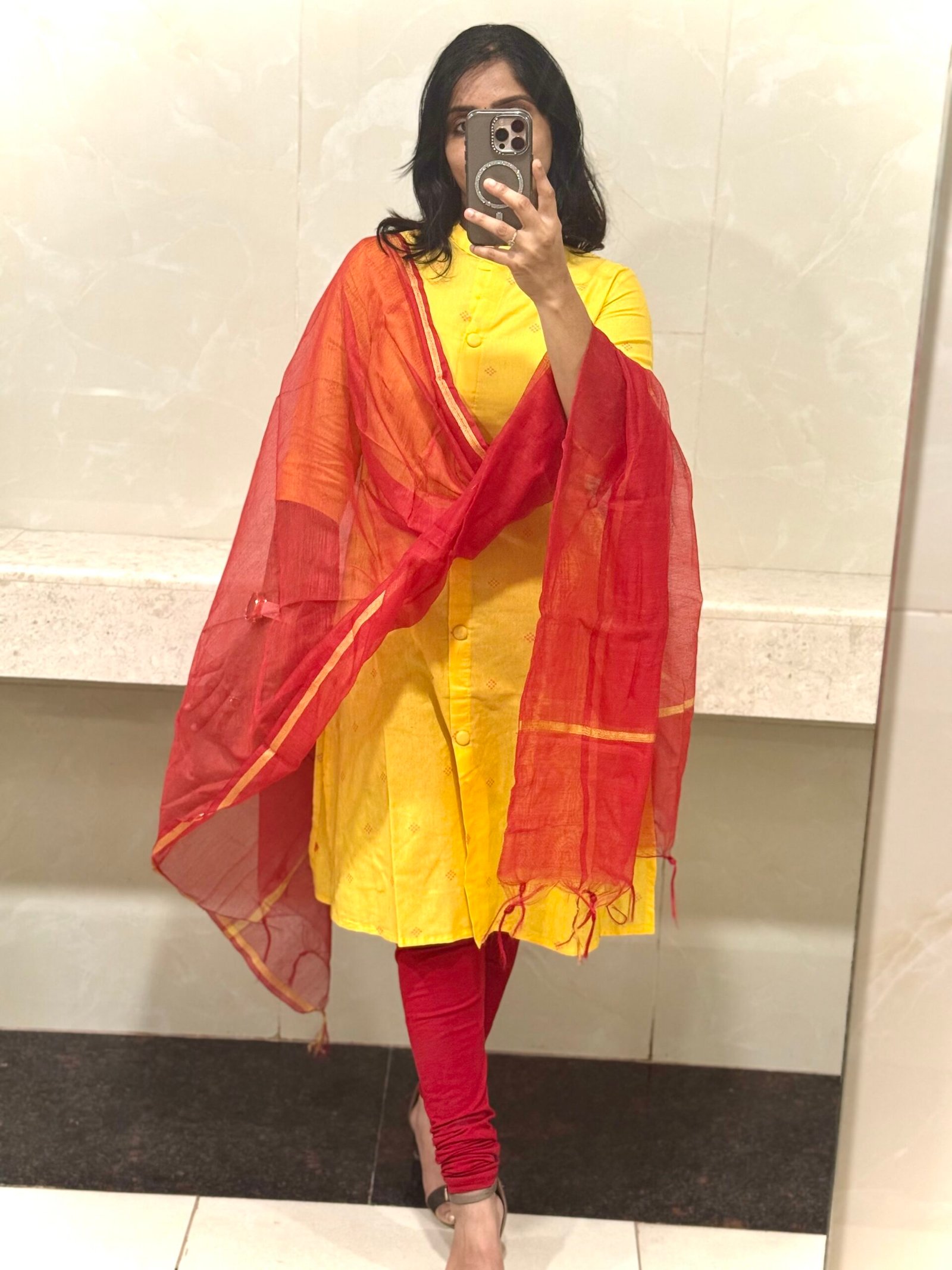 Pure Mangalgiri Cotton Dress with Side Cuts Pocket Show Buttons and 2.3m Contrast Cotton Dupatta | 2S30072516