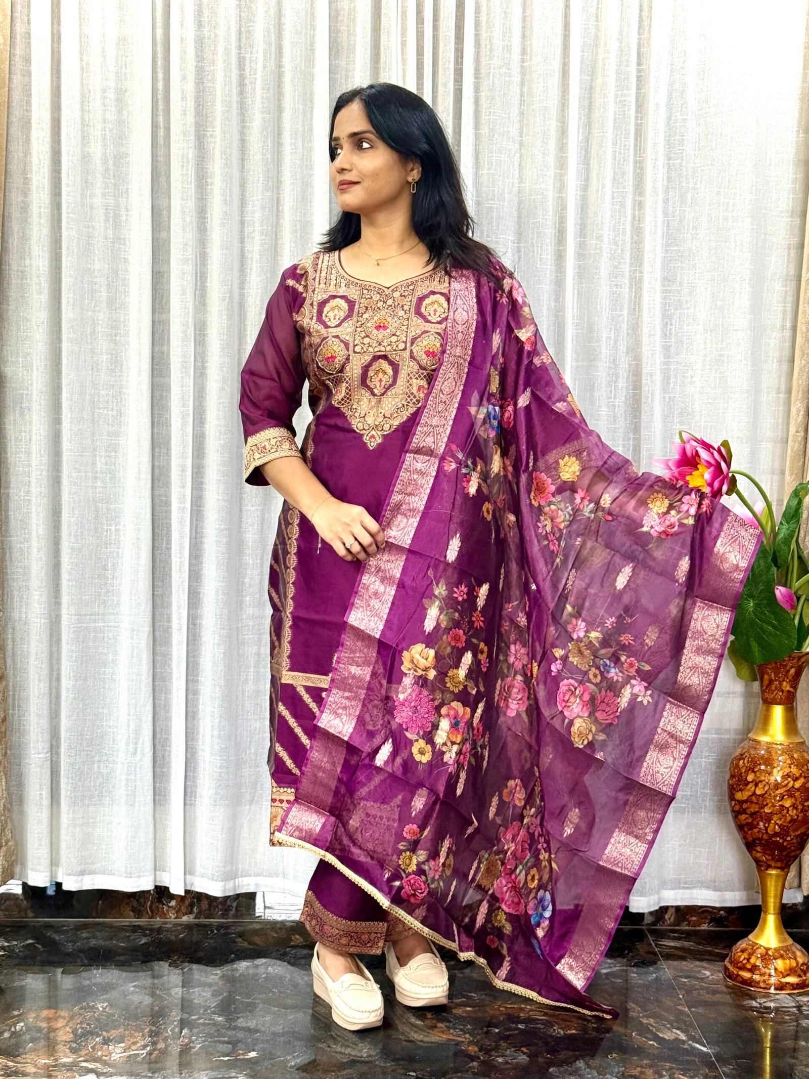 Banaras Silk Salwar Set – Violet (3S05082515)