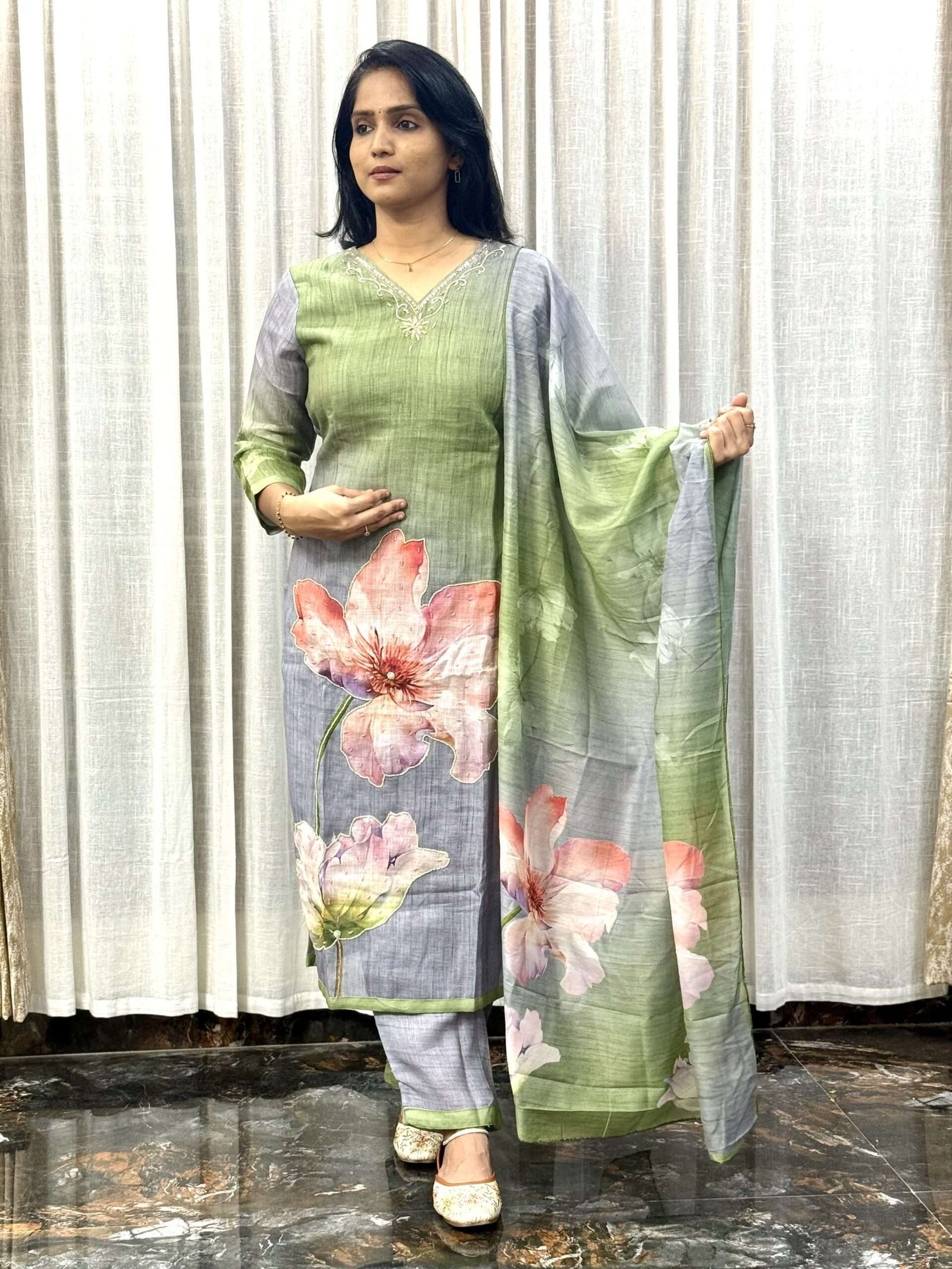 Linen Kurti Set Dual shaded (3S10082503)